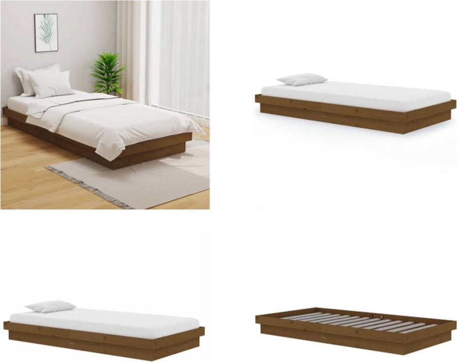 vidaXL Bedframe massief hout honingbruin 100x200 cm Bedframe Bedframes Eenpersoonsbed Bed