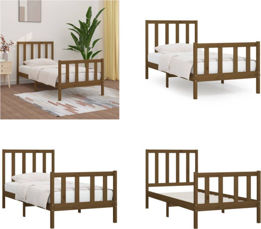 vidaXL Bedframe massief hout honingbruin 100x200 cm Bedframe Bedframes Eenpersoonsbed Bed