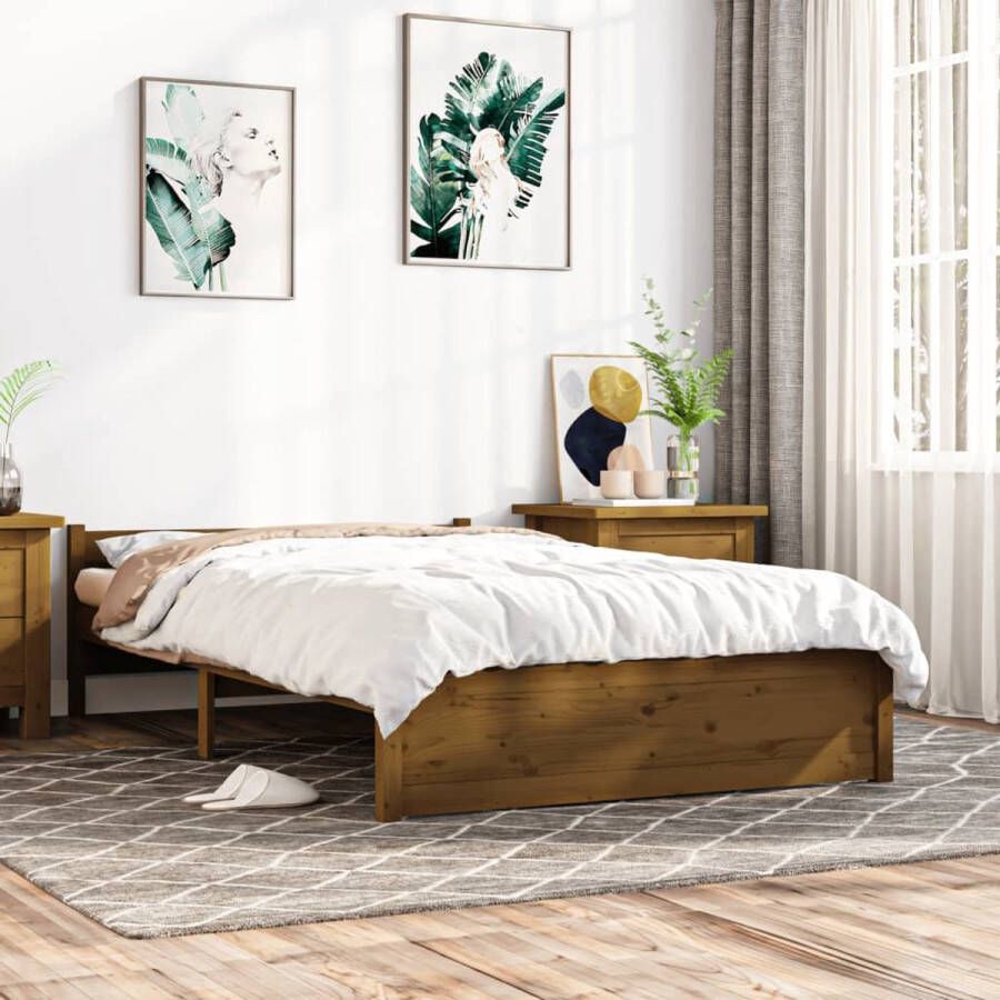 VidaXL -Bedframe-massief-hout-honingbruin-120x190-cm-4FT-Small-Double - Foto 2