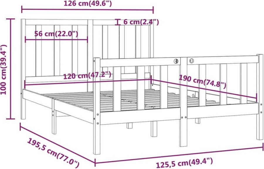 VidaXL -Bedframe-massief-hout-honingbruin-120x190-cm-4FT-Small-Double - Foto 3