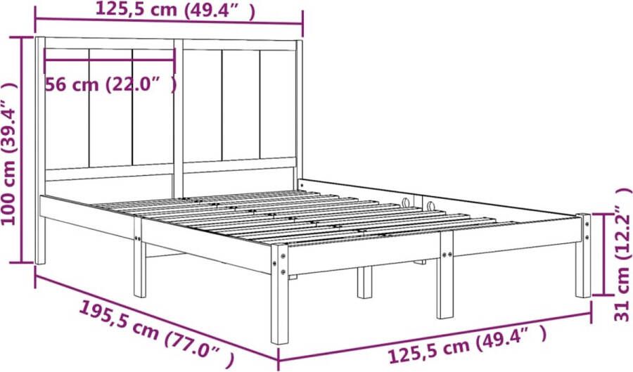 VidaXL -Bedframe-massief-hout-honingbruin-120x190-cm-4FT-Small-Double - Foto 2