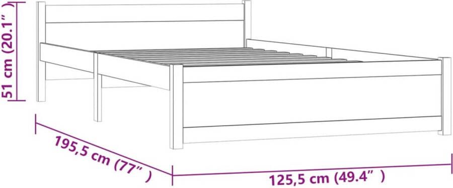 VidaXL -Bedframe-massief-hout-honingbruin-120x190-cm-4FT-Small-Double - Foto 4