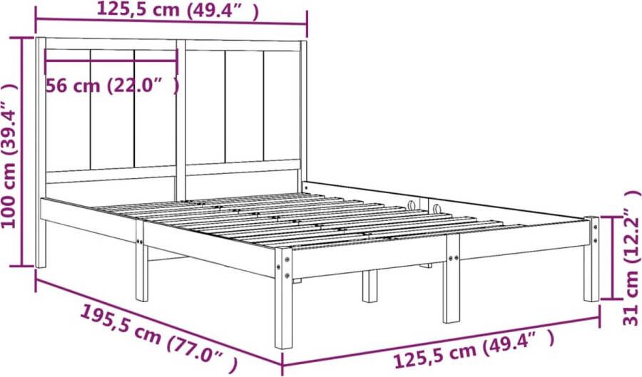 vidaXL -Bedframe-massief-hout-honingbruin-120x190-cm-4FT-Small-Double