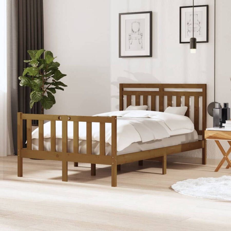 VidaXL -Bedframe-massief-hout-honingbruin-120x190-cm-4FT-Small-Double - Foto 1