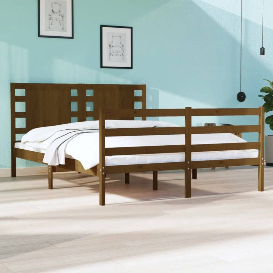 VidaXL -Bedframe-massief-hout-honingbruin-120x190-cm-4FT-Small-Double