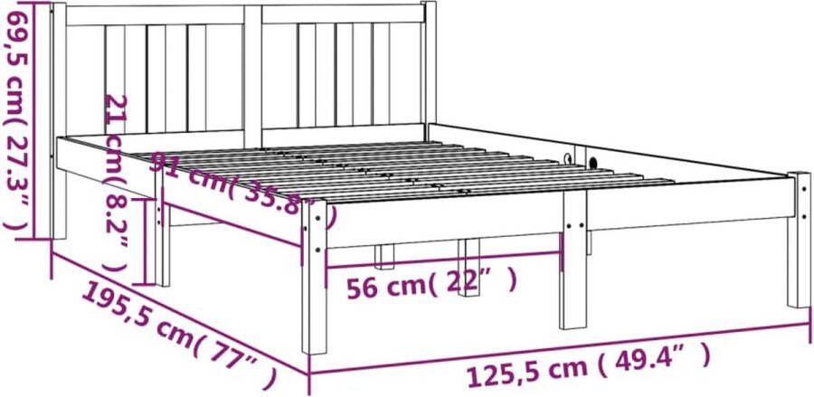 VidaXL -Bedframe-massief-hout-honingbruin-120x190-cm-4FT-Small-Double