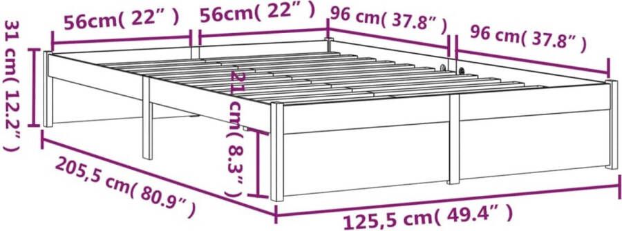 VidaXL -Bedframe-massief-hout-honingbruin-120x200-cm - Foto 1