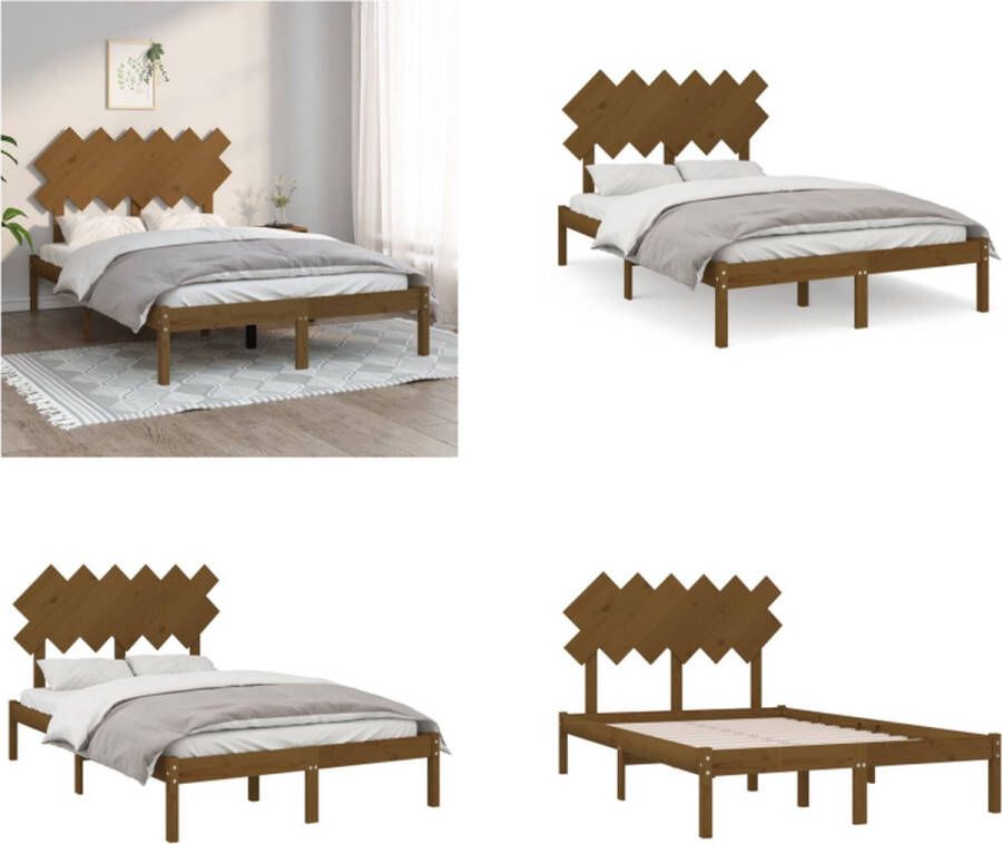 VidaXL Bedframe massief hout honingbruin 120x200 cm Bedframe Bedframes Bed Bedbodem