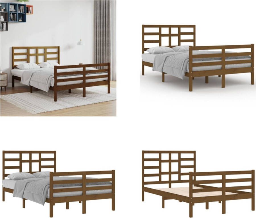 VidaXL Bedframe massief hout honingbruin 120x200 cm Bedframe Bedframes Bed Bedbodem