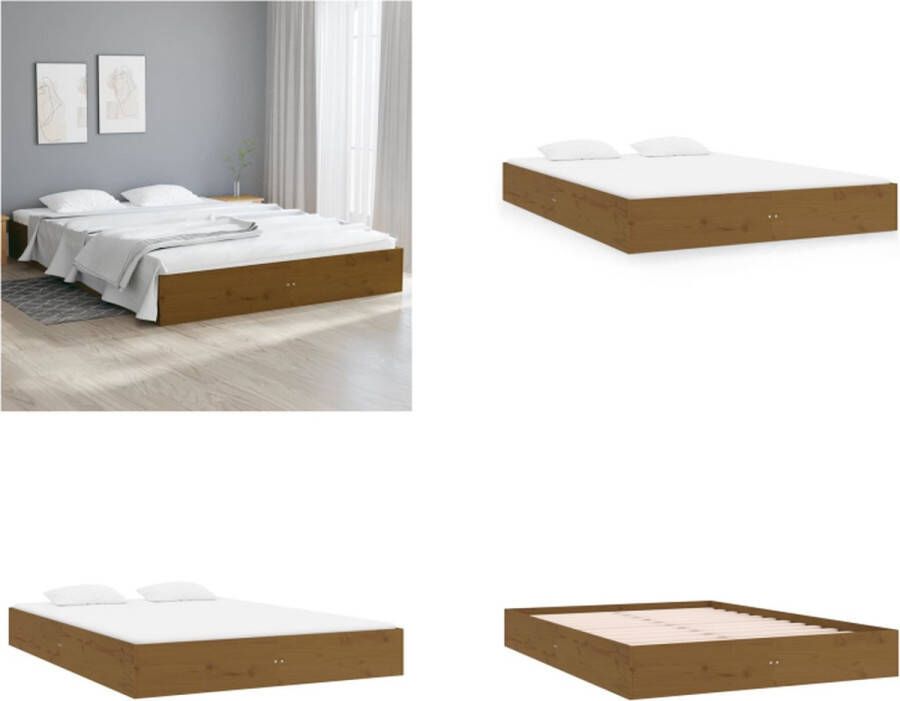 VidaXL Bedframe massief hout honingbruin 120x200 cm Bedframe Bedframes Bed Bedbodem