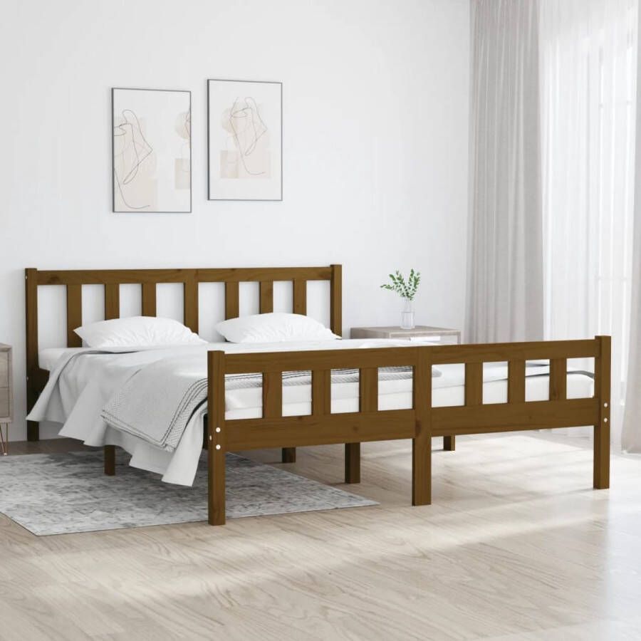 VidaXL -Bedframe-massief-hout-honingbruin-140x190-cm - Foto 2