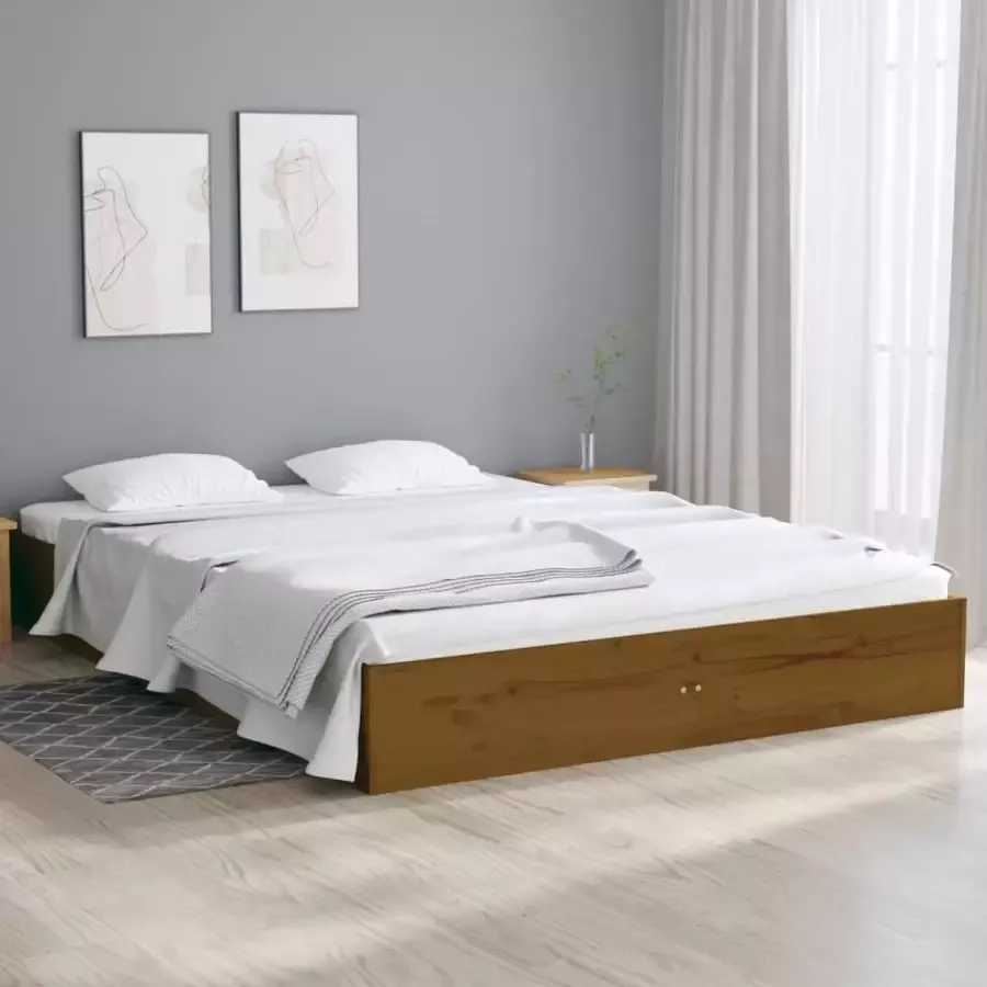 VIDAXL Bedframe massief hout honingbruin 140x190 cm