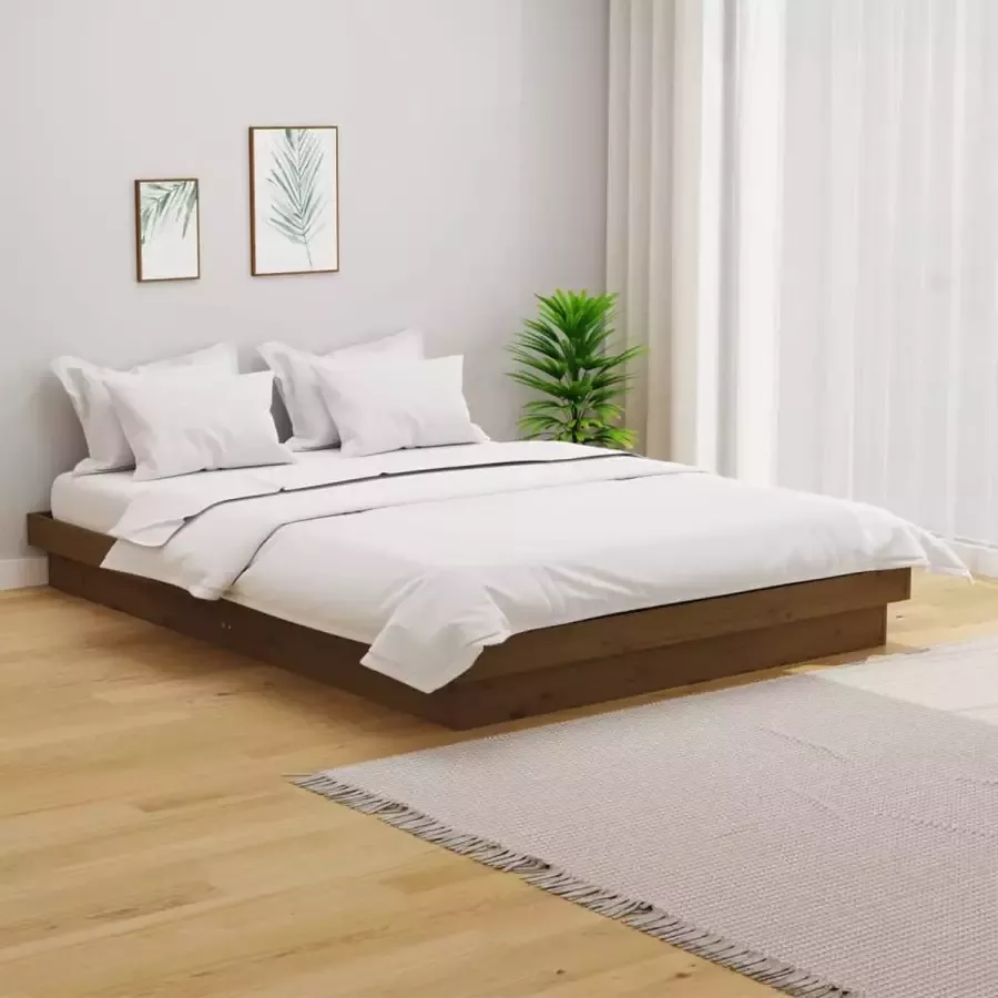 VIDAXL Bedframe massief hout honingbruin 140x190 cm