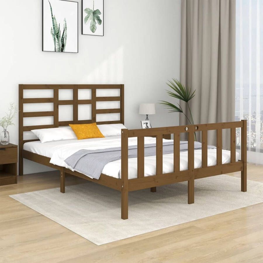 VIDAXL Bedframe massief hout honingbruin 140x190 cm - Foto 3