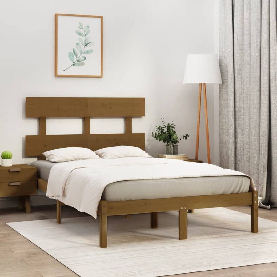 VidaXL -Bedframe-massief-hout-honingbruin-140x190-cm