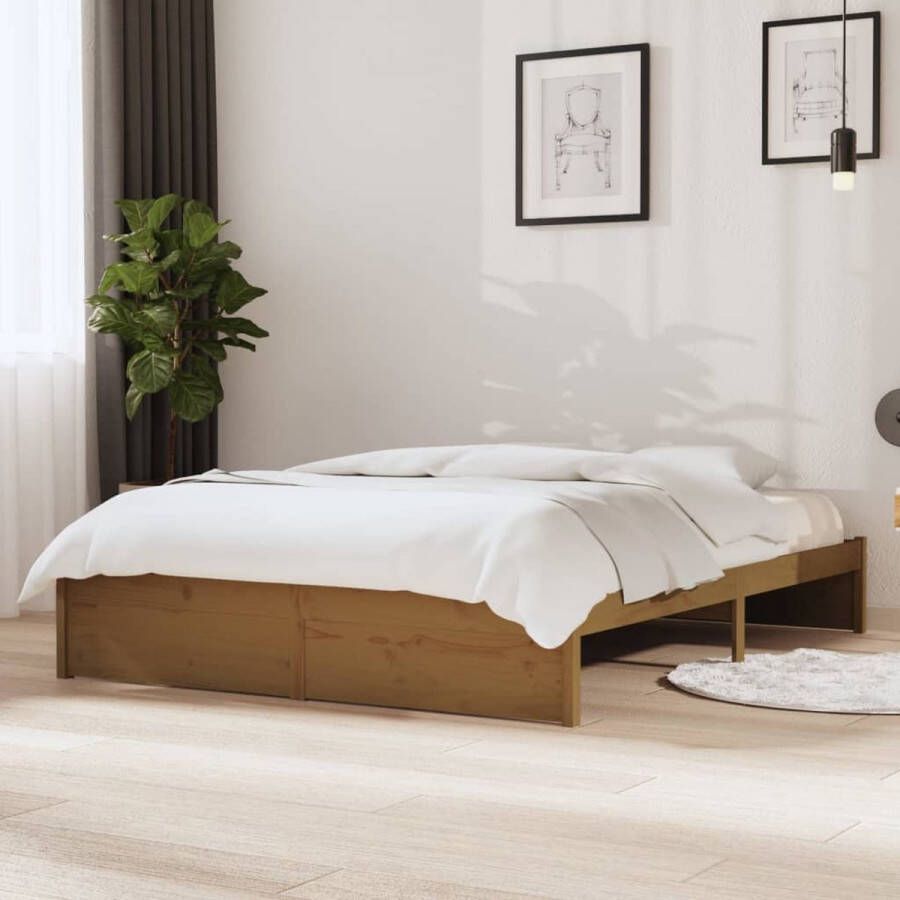 VidaXL -Bedframe-massief-hout-honingbruin-140x190-cm - Foto 1