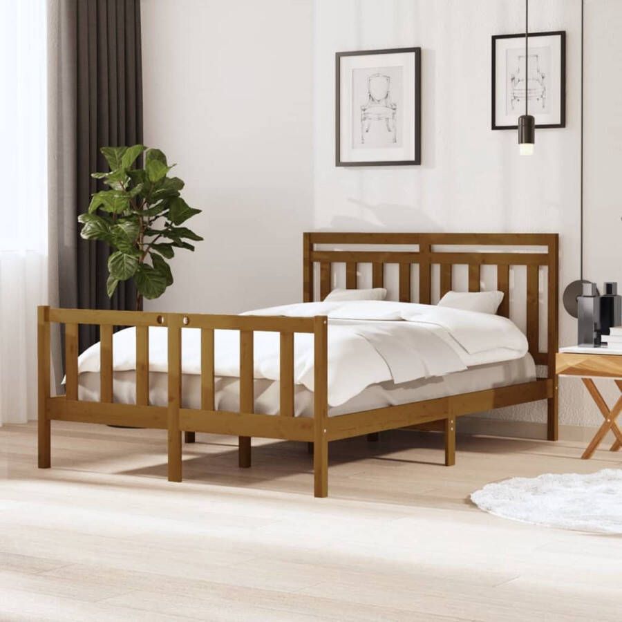 VIDAXL Bedframe massief hout honingbruin 140x190 cm - Foto 4