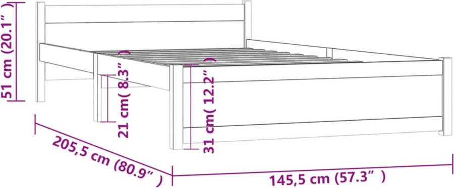 VidaXL -Bedframe-massief-hout-honingbruin-140x200-cm - Foto 2