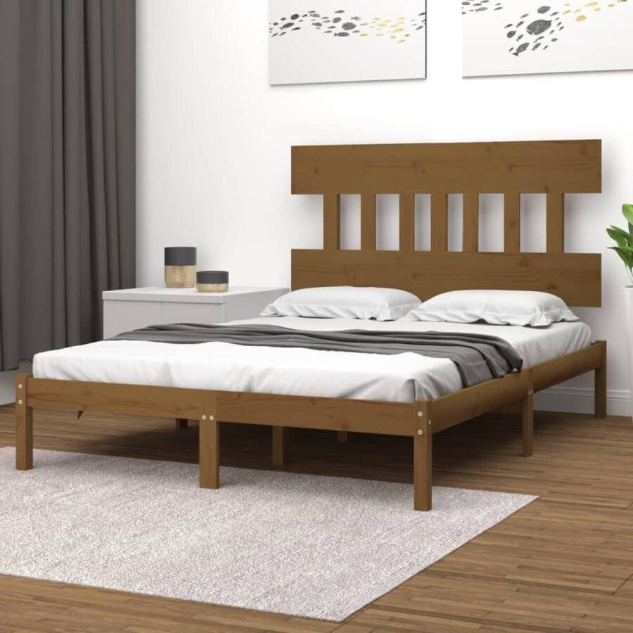 VidaXL -Bedframe-massief-hout-honingbruin-140x200-cm - Foto 1