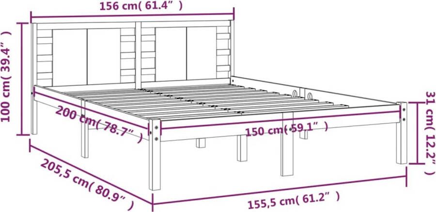 VidaXL -Bedframe-massief-hout-honingbruin-150x200-cm-5FT-King-Size - Foto 5