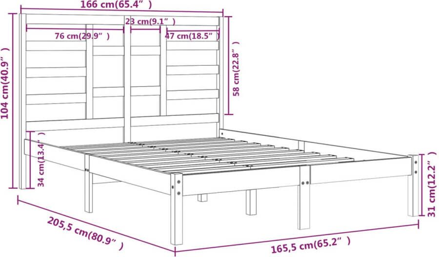 VidaXL -Bedframe-massief-hout-honingbruin-160x200-cm - Foto 3