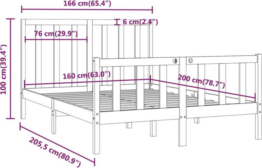 VidaXL -Bedframe-massief-hout-honingbruin-160x200-cm - Foto 3