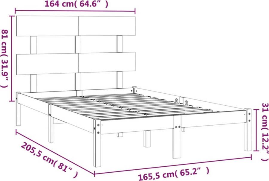 VidaXL -Bedframe-massief-hout-honingbruin-160x200-cm - Foto 2