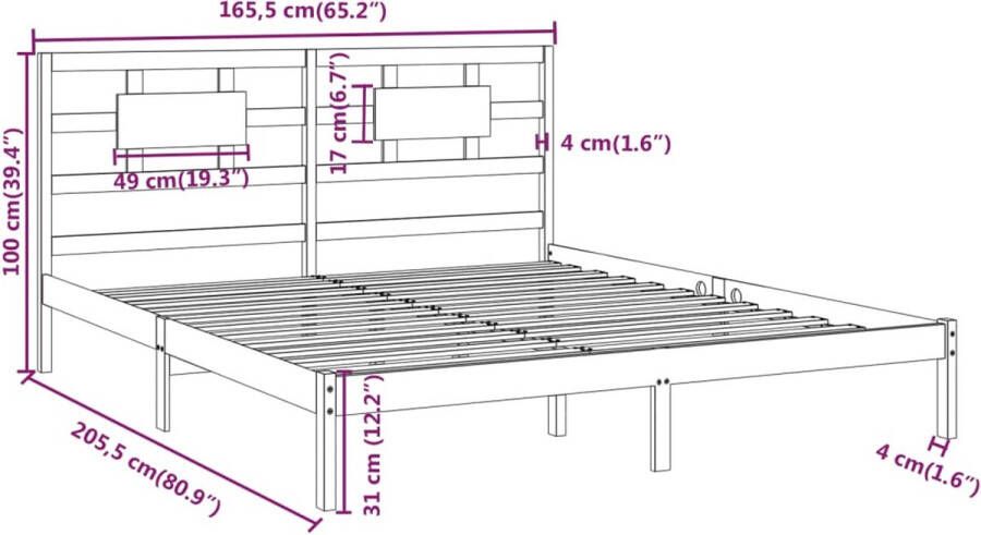 VidaXL -Bedframe-massief-hout-honingbruin-160x200-cm - Foto 2