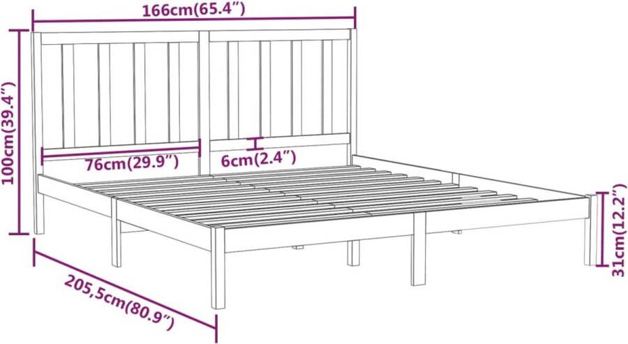 VidaXL -Bedframe-massief-hout-honingbruin-160x200-cm - Foto 4