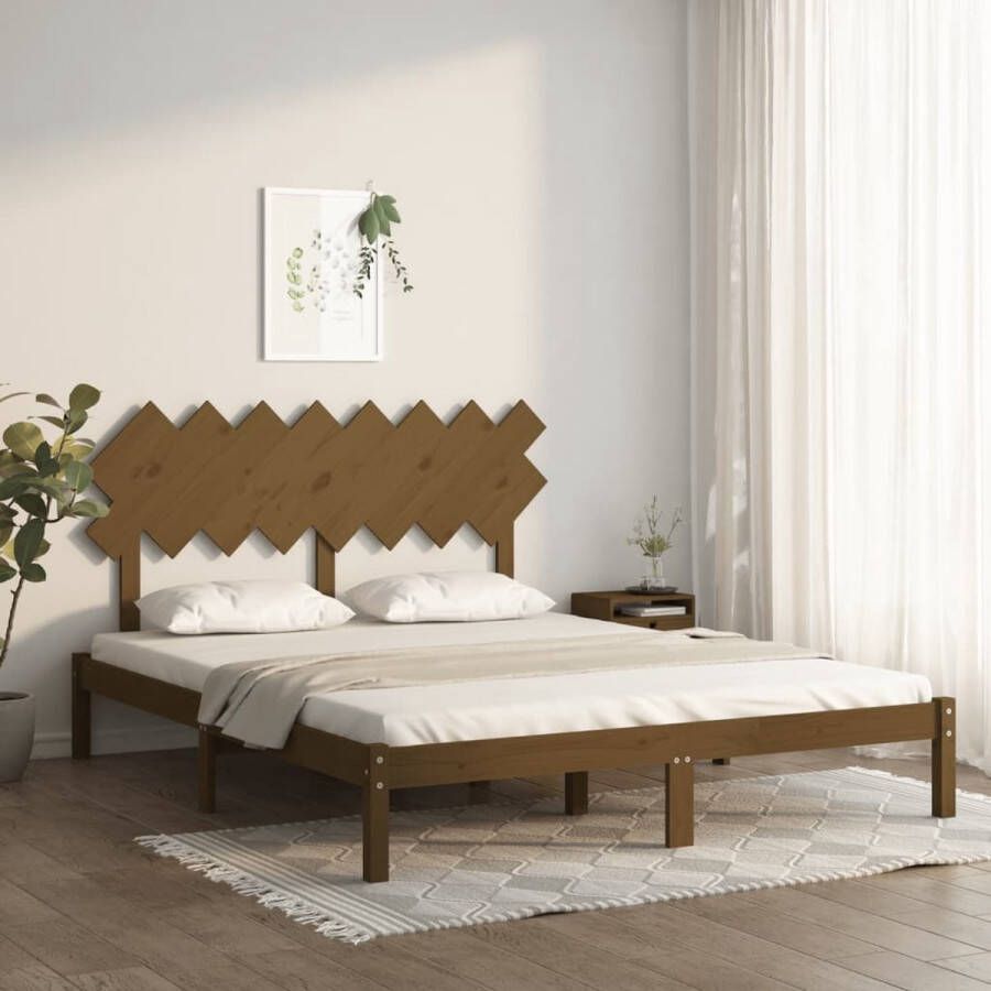 VidaXL -Bedframe-massief-hout-honingbruin-160x200-cm