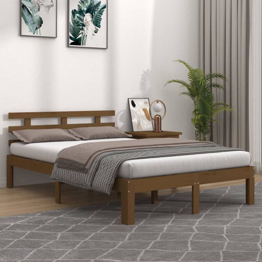 VidaXL Bedframe massief hout honingbruin 160x200 cm