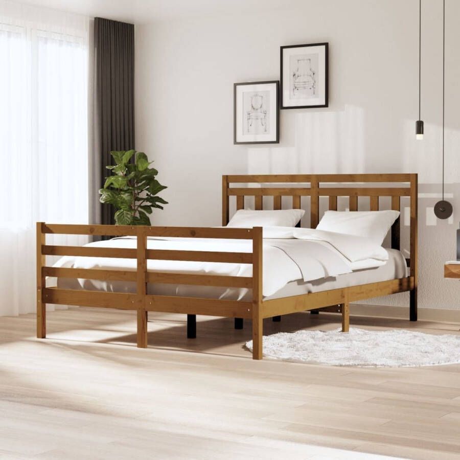 VidaXL -Bedframe-massief-hout-honingbruin-160x200-cm - Foto 1