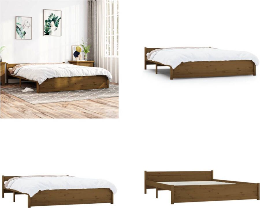 VidaXL Bedframe massief hout honingbruin 160x200 cm Bedframe Bedframes Bed Bedbodem