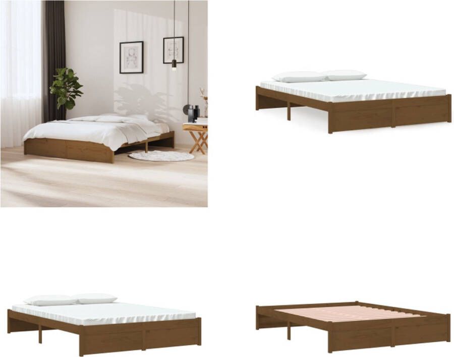 VidaXL Bedframe massief hout honingbruin 160x200 cm Bedframe Bedframes Bed Bedbodem
