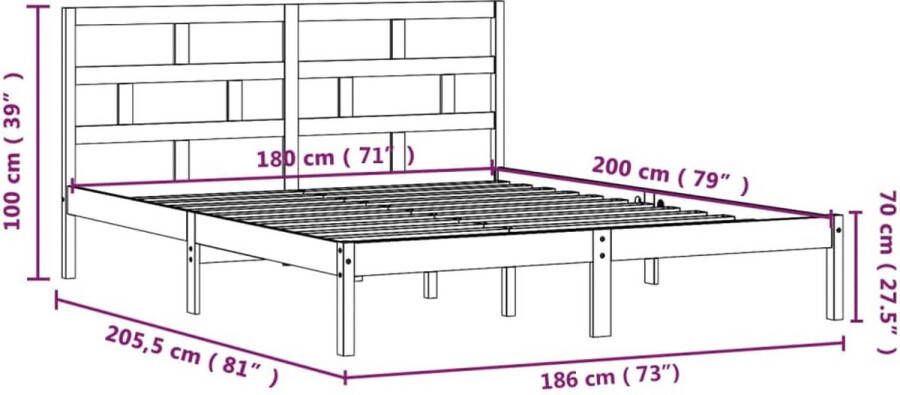 VidaXL -Bedframe-massief-hout-honingbruin-180x200-cm-6FT-Super-King - Foto 2