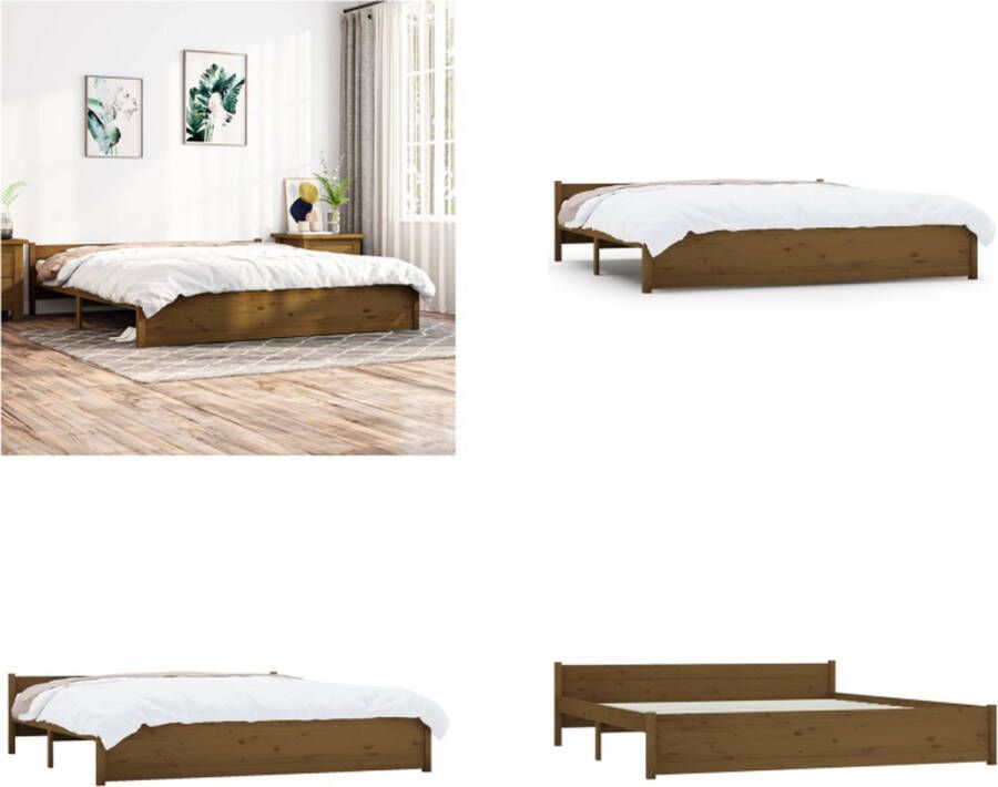 VidaXL Bedframe massief hout honingbruin 180x200 cm 6FT Super King Bedframe Bedframes Bed Bedbodem - Foto 2