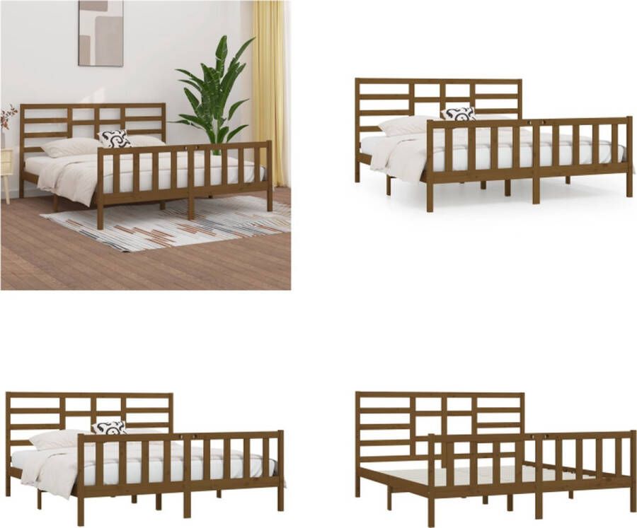 VidaXL Bedframe massief hout honingbruin 180x200 cm 6FT Super King Bedframe Bedframes Bed Bedbodem
