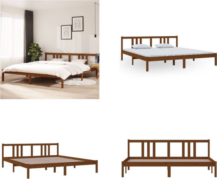 VidaXL Bedframe massief hout honingbruin 180x200 cm 6FT Super King Bedframe Bedframes Bed Bedbodem