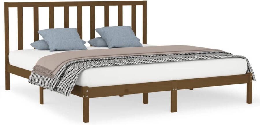 VidaXL -Bedframe-massief-hout-honingbruin-200x200-cm