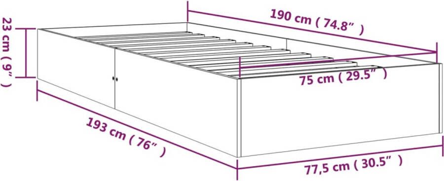 VidaXL -Bedframe-massief-hout-honingbruin-75x190-cm-2FT6-Small-Single - Foto 14