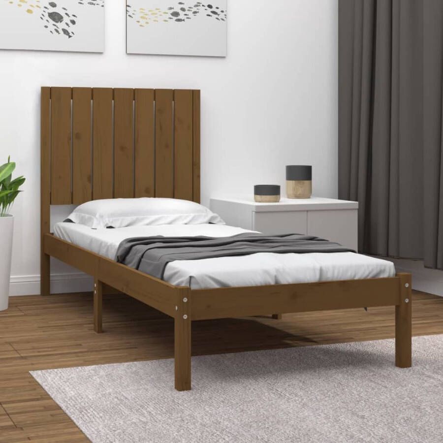 VidaXL -Bedframe-massief-hout-honingbruin-75x190-cm-2FT6-Small-Single