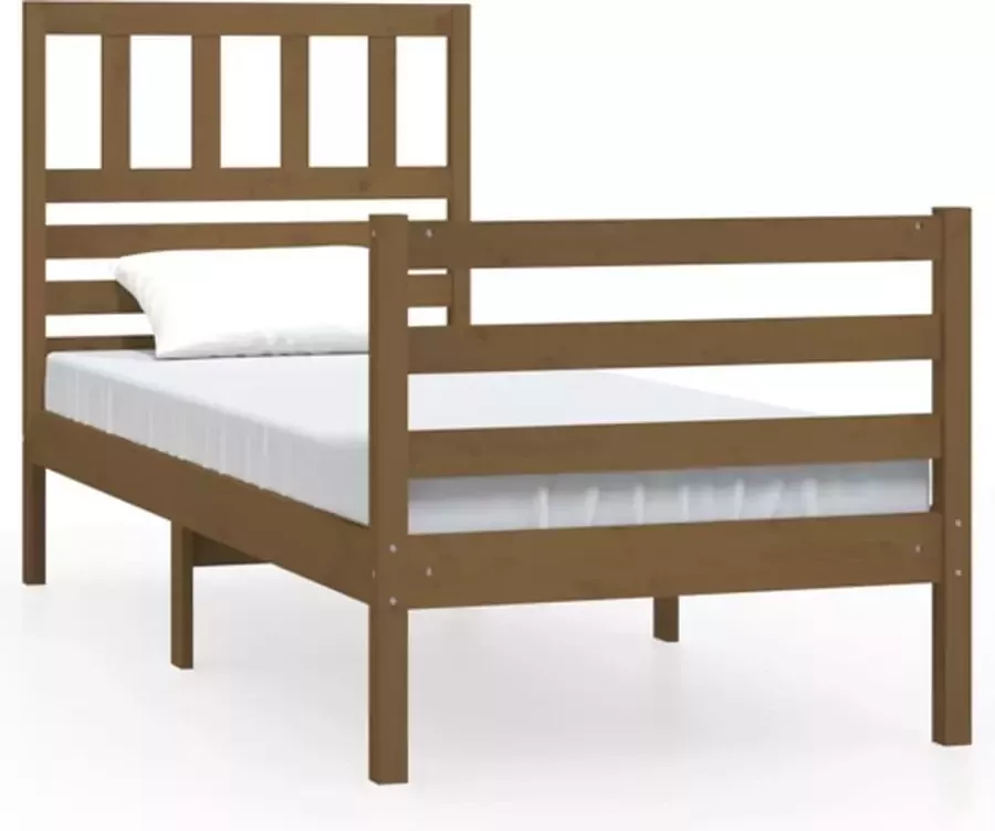 VidaXL Bedframe massief hout honingbruin 75x190 cm 2FT6 small single - Foto 2