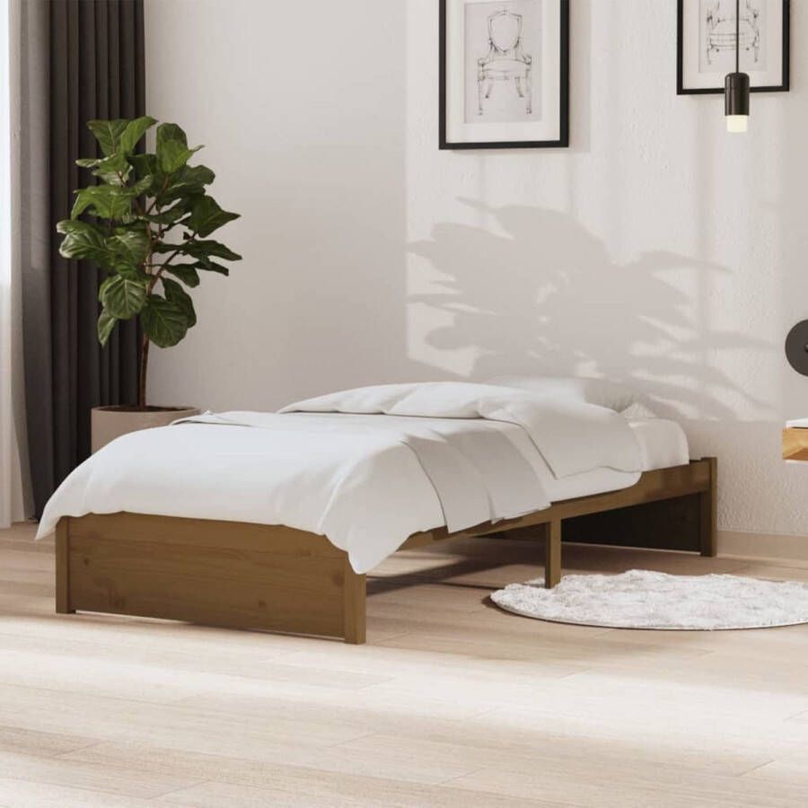 VidaXL Bedframe Massief hout Honingbruin 90x190 cm Houten Bedframe Modern Bed Eenpersoonsbed Massief Grenenhout Bedframe Kopen Bed Online Bestellen Kamerdecoratie - Foto 3