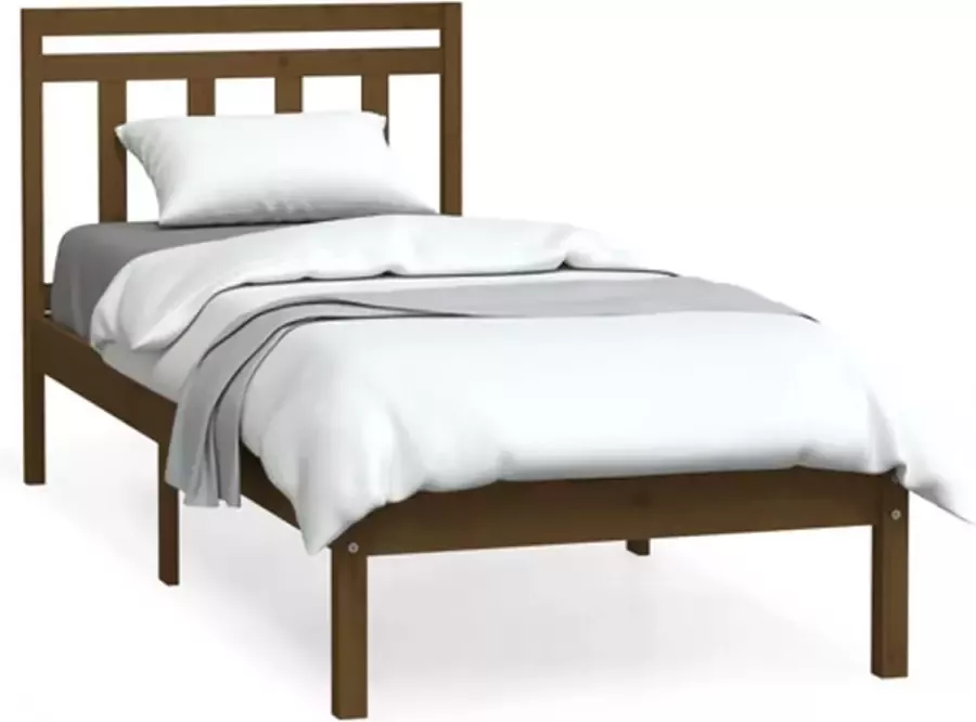VidaXL Bedframe massief hout honingbruin 90x190 cm 3FT single - Foto 2