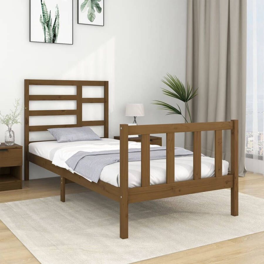 VidaXL -Bedframe-massief-hout-honingbruin-90x190-cm-3FT-Single - Foto 1