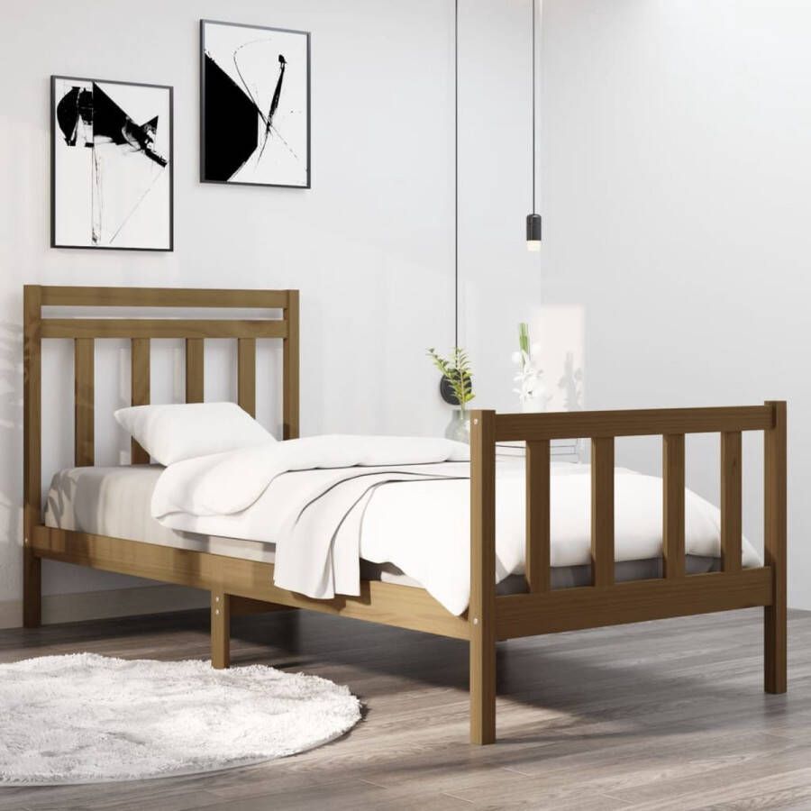 VidaXL -Bedframe-massief-hout-honingbruin-90x190-cm-3FT-Single - Foto 1
