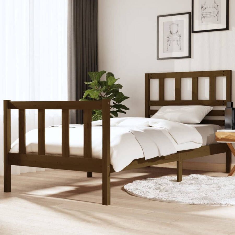 VidaXL -Bedframe-massief-hout-honingbruin-90x190-cm-3FT-single - Foto 1