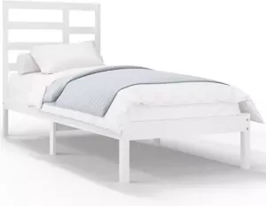VidaXL Bedframe massief hout wit 100x200 cm