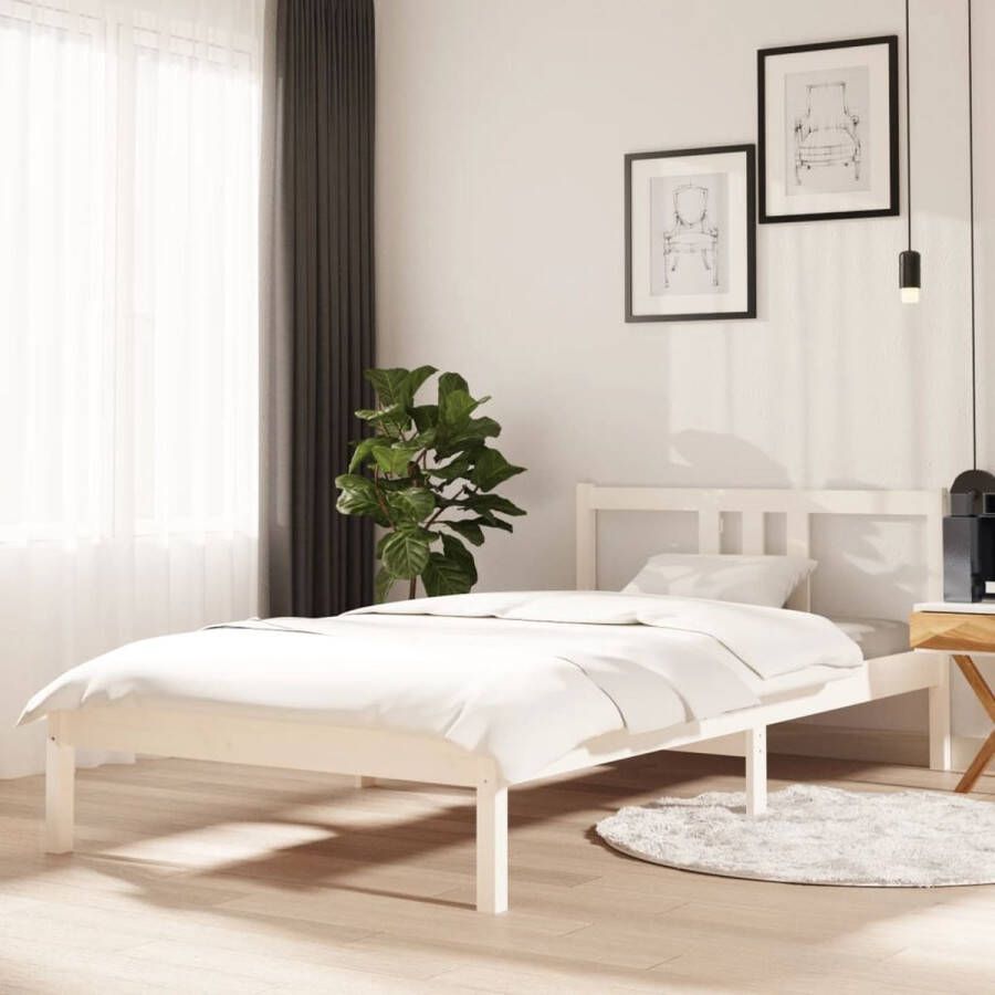 VidaXL -Bedframe-massief-hout-wit-100x200-cm - Foto 2
