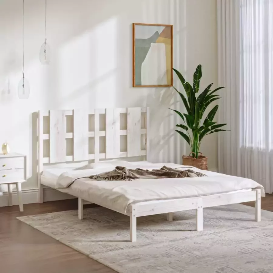 VidaXL -Bedframe-massief-hout-wit-120x190-cm-4FT-Small-Double - Foto 3